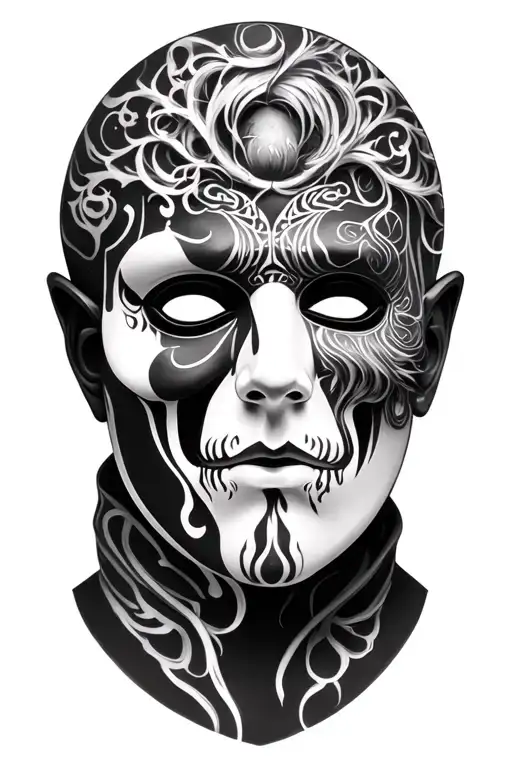 Boris brejcha mask with afterlife human tattoo design idea