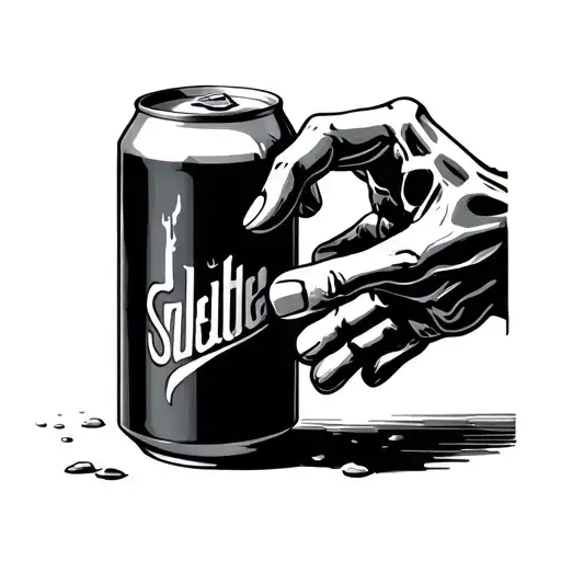 skelton hand opening can of beer tattoo design idea