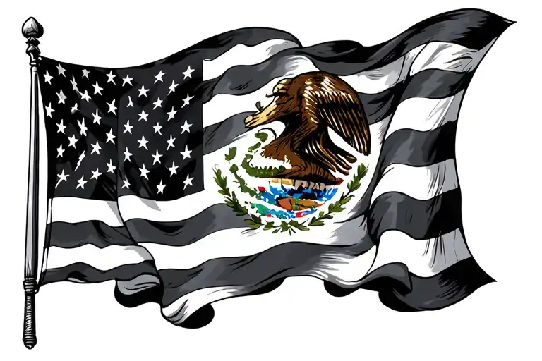 mexican and us flag tattoo design idea
