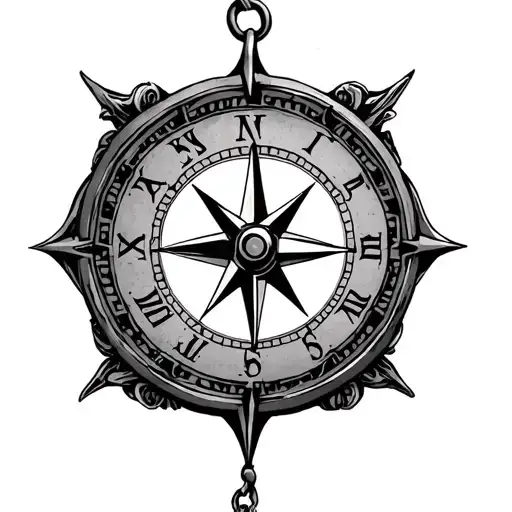 memento mori compass clock dog tags tattoo design idea