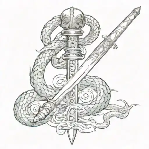 sword with snake wrapped tattoo design idea