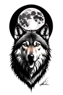 full moon, wolf, Forrest background tattoo design idea