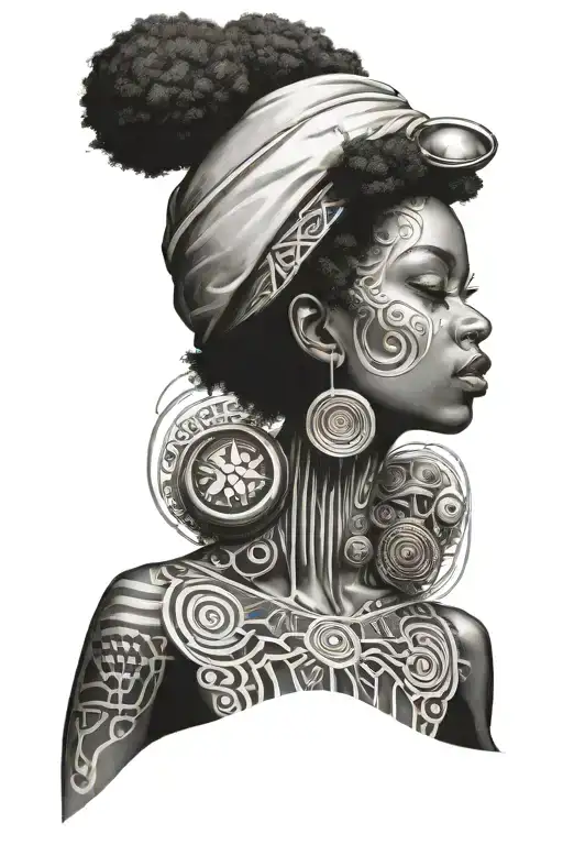 Afro surreal tattoo tattoo design idea
