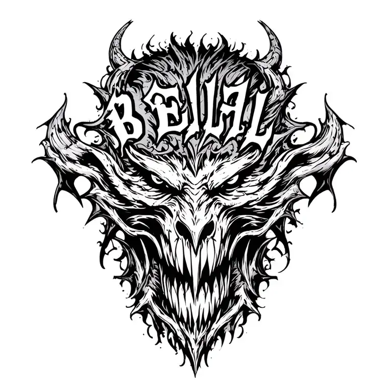 "B E L I A L" BELIAL DEMON tattoo design idea