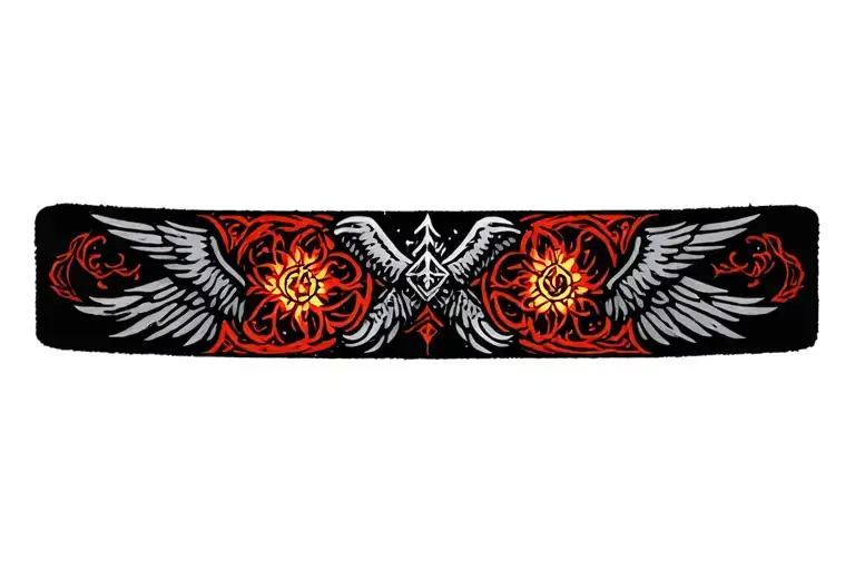 wrist band medieval, mystic, japanese, suprnatural, dark, biblic angel tattoo design idea