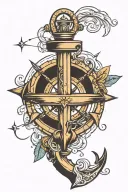 anchor and compass design tattoo design idea