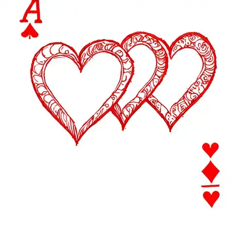 3 hearts card tattoo design idea