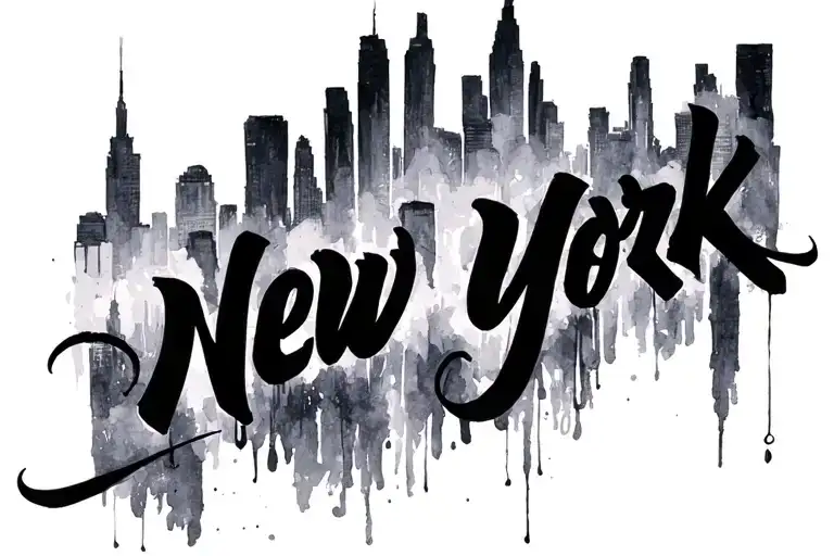 new york written in script tattoo design idea