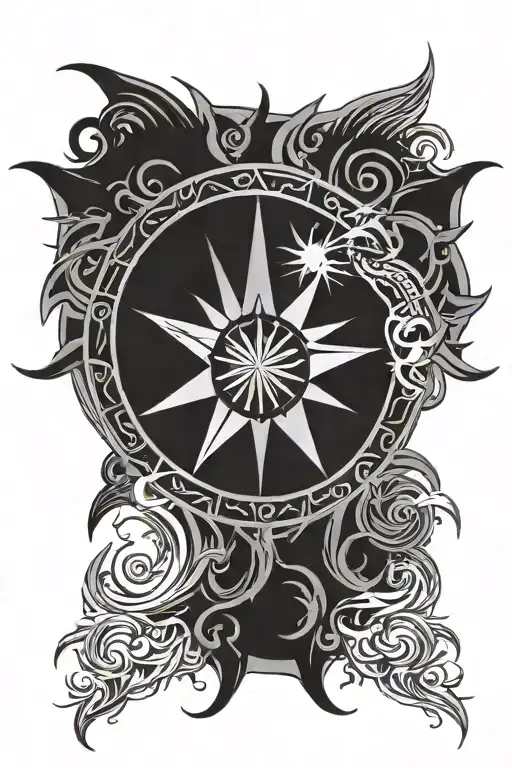 godsmack tribal sun stars clouds tattoo design idea