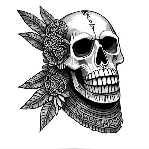 Mayan Skull tattoo design idea