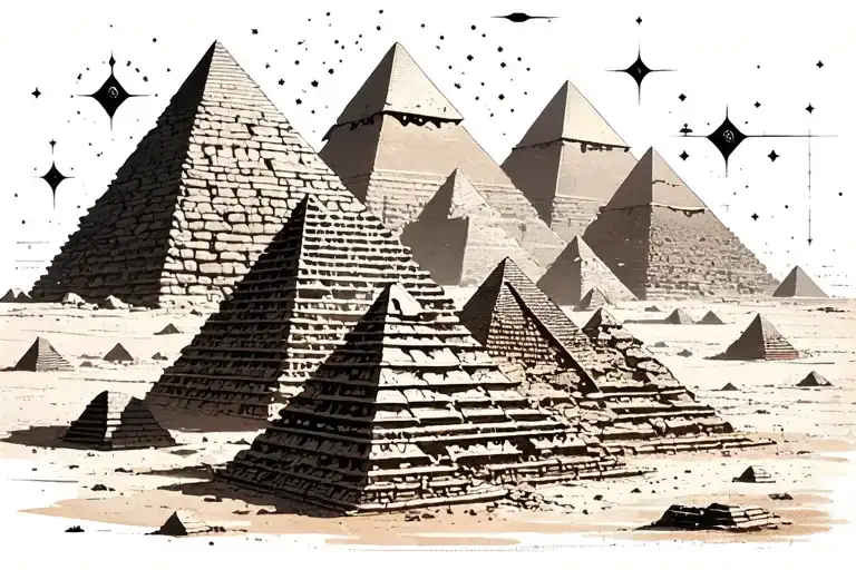 pyramids of giza piramids and orion belt intertwined tattoo design idea