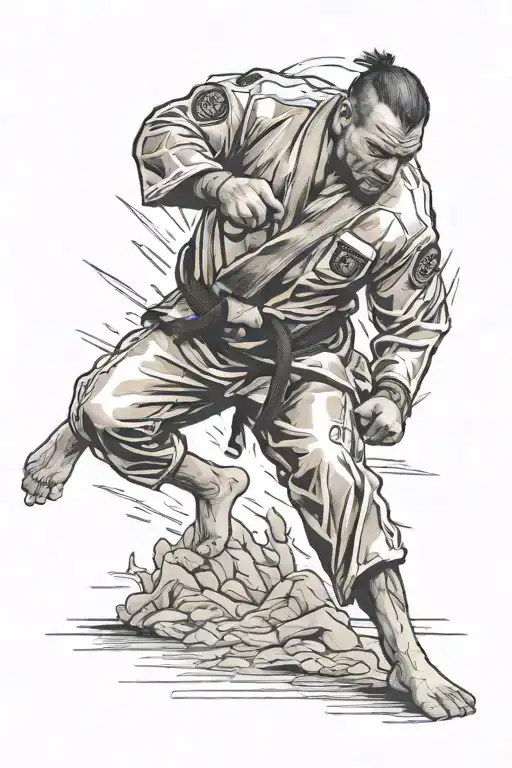 BJJ fighter grappling tattoo design idea