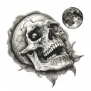 skull open mouth solar eclipse moody tattoo design idea