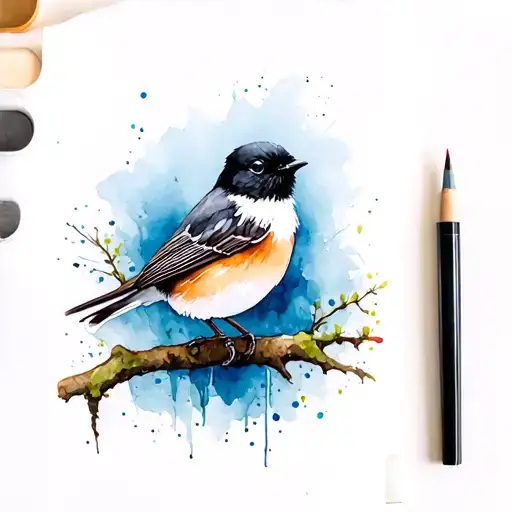 Willy Wagtail tattoo design idea