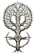 yggdrasil world tree with valknut inbued in  the corwn tattoo design idea