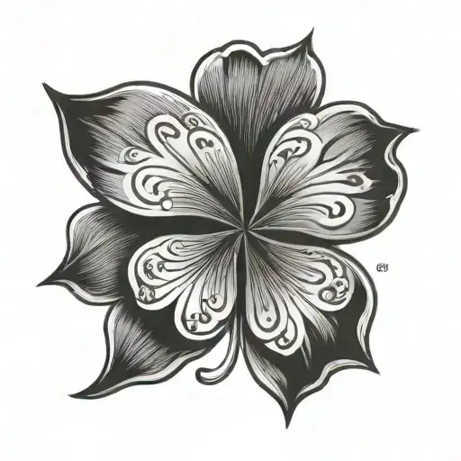 lucky 7 four leaf clover tattoo design idea