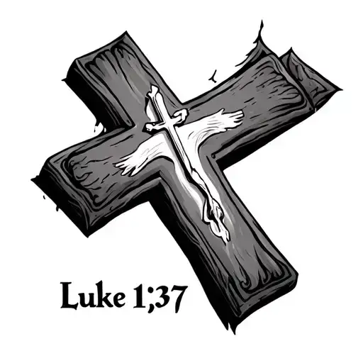 luke 1:37 bible verse with cross tattoo design idea