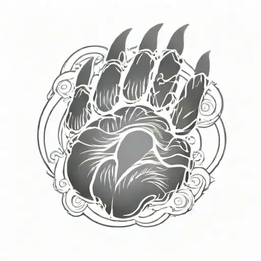 bear paw print surrounded tattoo design idea