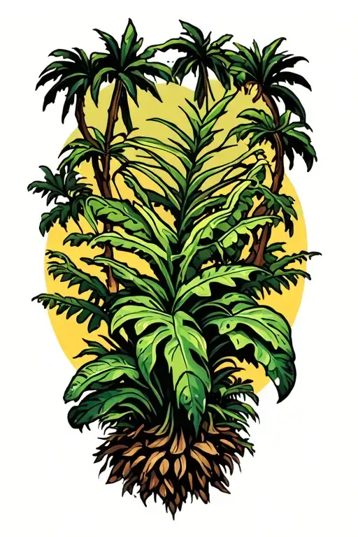 prehistoric plants tattoo design idea