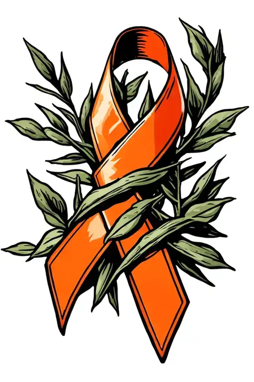 Cancer orange cancer ribbon wrapped in olive tree banches add the word forza tattoo design idea