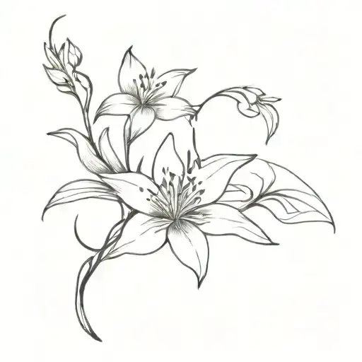 anime dragon Lily flower w vines wrapped tattoo design idea