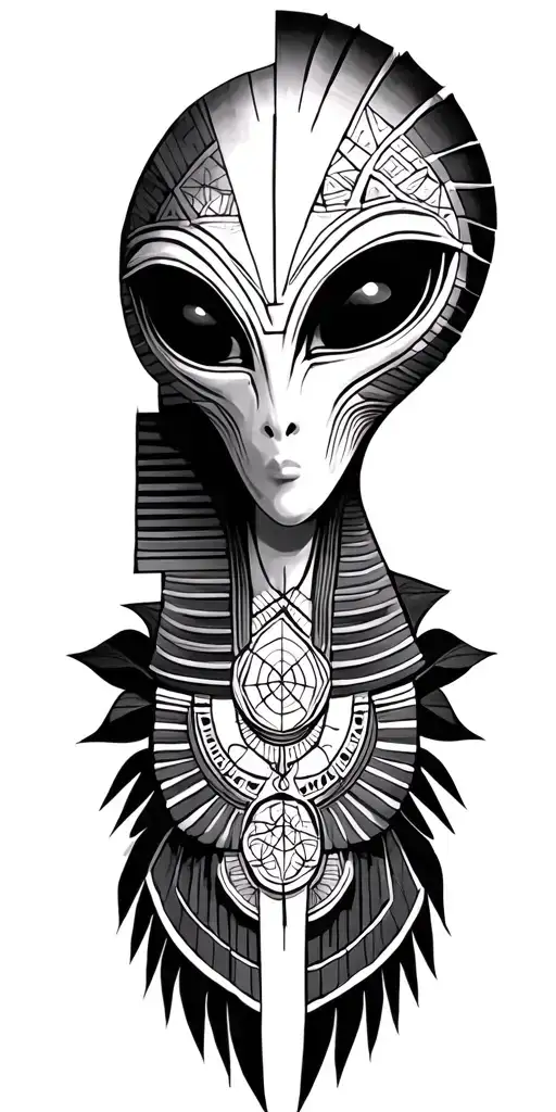 sacred geometry alien egyptian tattoo design idea