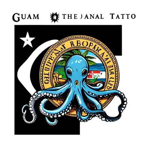 Octopus holding the seal from the Guam flag intertwined tattoo design idea