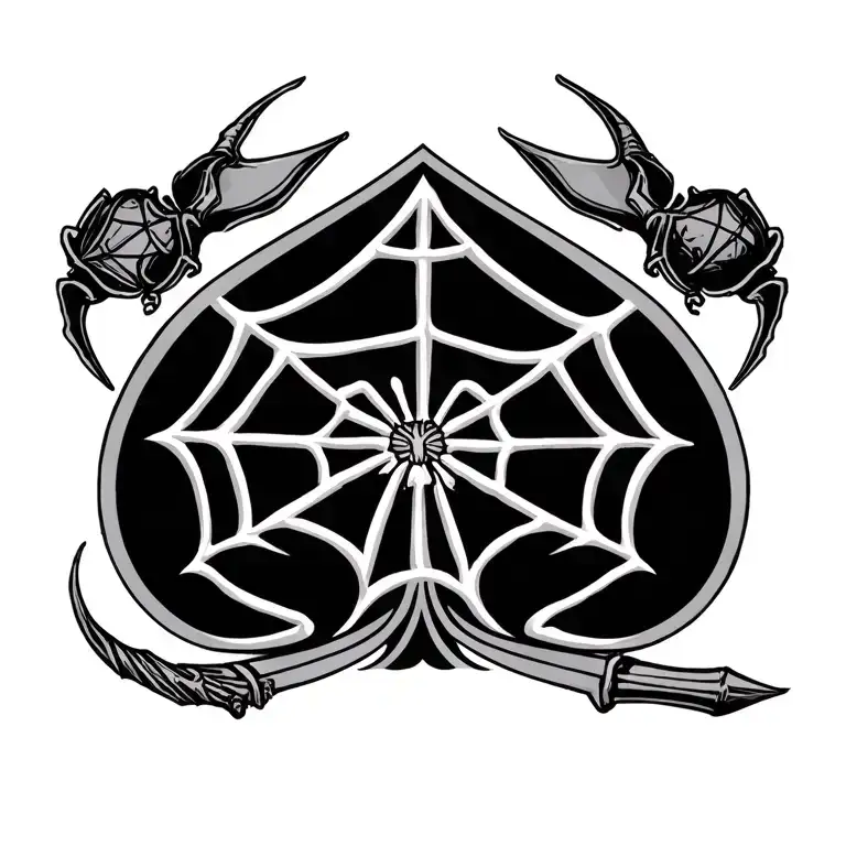 spade turning into spider web design tattoo design idea