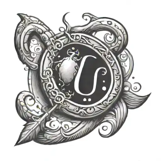 Cancer horoscope sign with letter J tattoo design idea