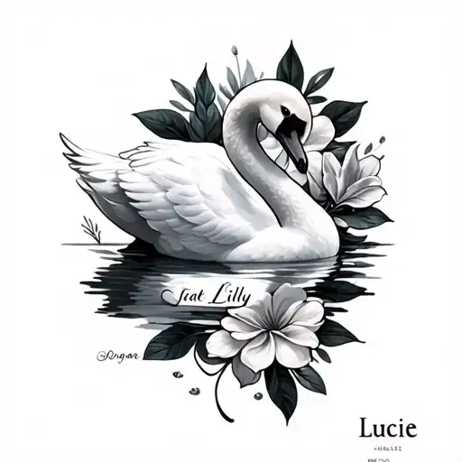 Lucie first name Jade Lilly Swan tattoo design idea