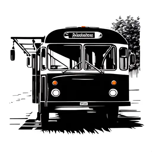 Tattoo design idea for your papa tribute in realistic bus that is at a bus stop-which is symbolized tattoo design idea