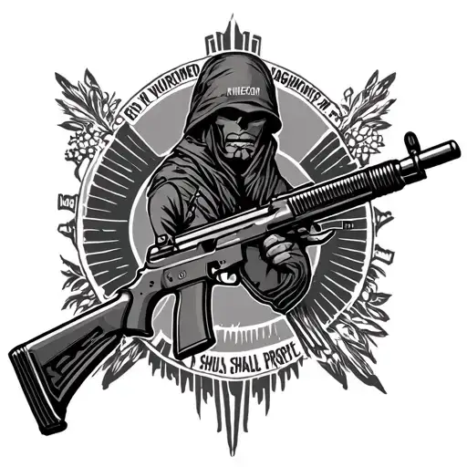 no weapon formed against me shall prosper with an AK image tattoo design idea