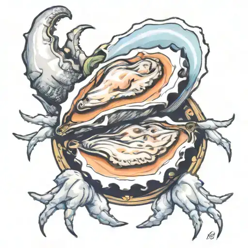oyster and crabs tattoo design idea