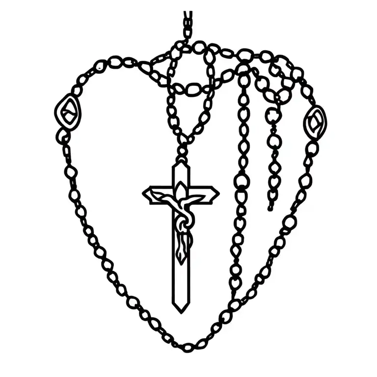 rosary beads hanging tattoo design idea