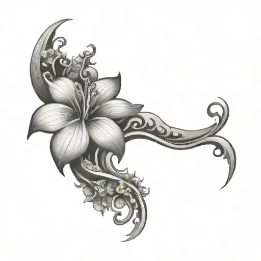 Maui volcano flower surrounded tattoo design idea