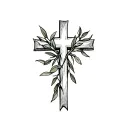 Cross with Olive Branch, faith  tattoo design idea