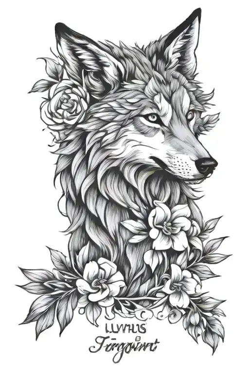lupus, lupine flower, wolf, dna stand, "Every day you fight is a testament to your strength. You've come this far, and you'll keep going." tattoo design idea