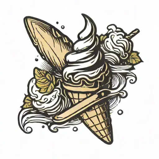 ice cream cone tattoo design idea