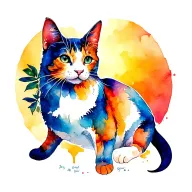 Freedom cat Sunset tattoo design idea