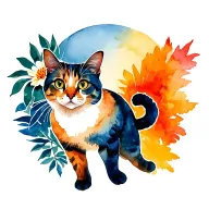 Freedom cat Sunset tattoo design idea