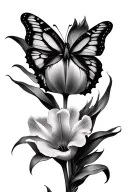 tulip and butterfly  tattoo design idea