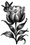 tulip and butterfly  tattoo design idea