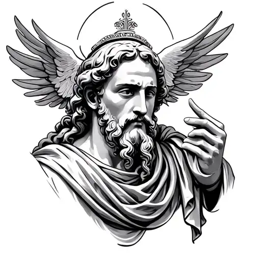 Realistic tattoo design of Saint Peter, drawn as a detailed line art stencil for a tattoo artist. The design should star tattoo design idea