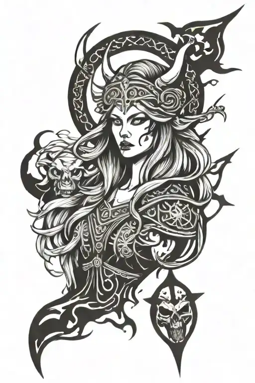 norse godess of death Hel.  tattoo design idea