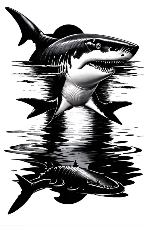 shark swimming tattoo design idea