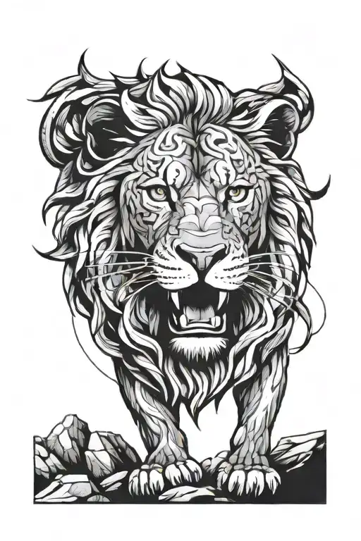 Lion, superman, atheism, goal-oriented image forming tattoo design idea
