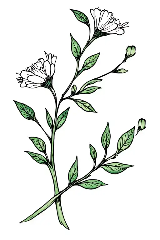 protection, luck, gratefulness, positive energy, hawthorn flower, sweat pea flower tattoo design idea