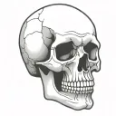 simple skull outlined tilted up tattoo design idea