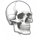 simple skull outlined tilted up tattoo design idea
