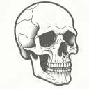 simple skull outlined tilted up tattoo design idea